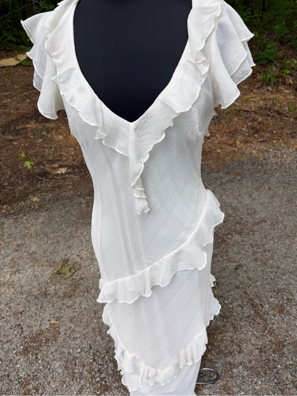 Francesca's Collections White Ruffled V‑Neck Maxi Dress - Picture 6 of 9